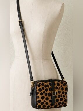 Clare V. Pienza Leopard Calf Hair Leather Crossbody Bag Anthropologie